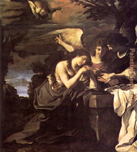 Magdalen and Two Angels painting - Guercino Magdalen and Two Angels art painting
